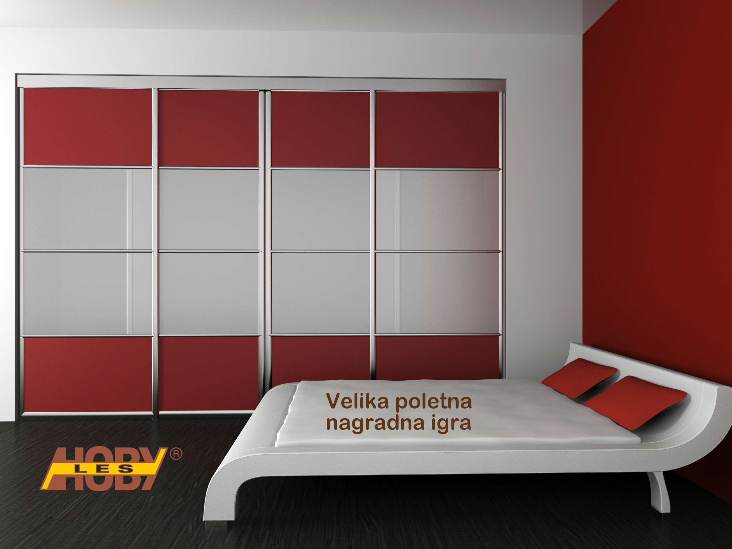 wardrobe and bed in the bedroom